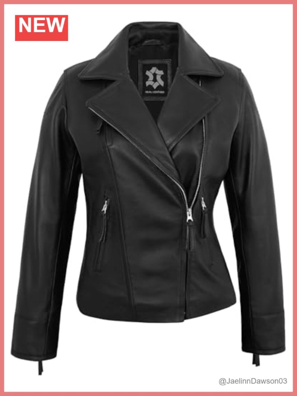 100% Real Lambskin Leather Jacket Women Asymmetrical Motorcycle Zip